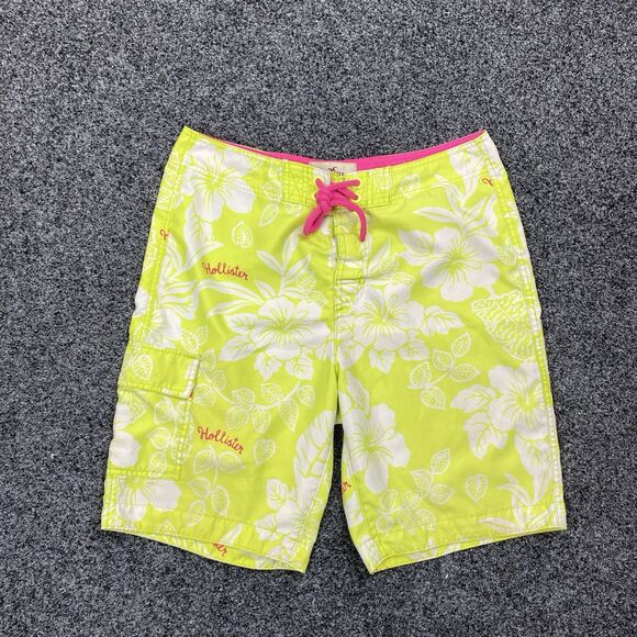 Hollister Board Shorts Men Green Y2K Colorful Drawstring Swim Shorts Size Large - Picture 1 of 7